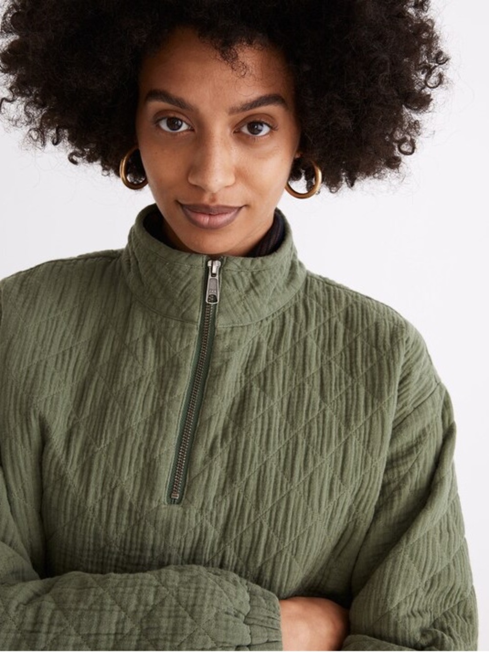 Madewell Diamond Jacquard Half-Zip Pullover Top Small